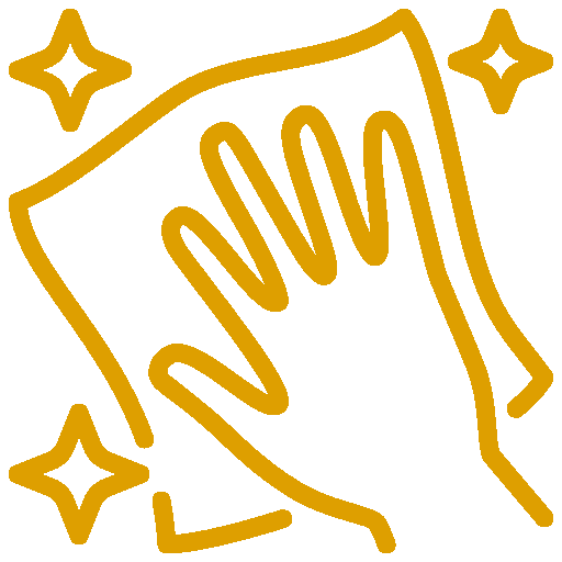 一個實心黃色方塊，左下角有一條小黑線，就像家居清潔公司展示的手勢入微一樣。