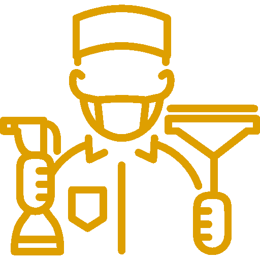 以下是文本的繁體中文翻譯：

一個金色拼圖圖標，有四個不同大小的部分，黑色背景，就像家居清潔公司提供多種客製化的清潔服務。